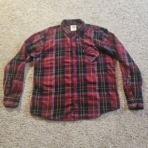 Levis Shirt Mens XXL Booth Flannel Crimson Red Plaid Regular Fit Review Meas